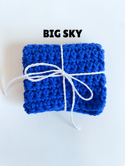 Blue Washcloth Solid Singles 100% Cotton Handmade