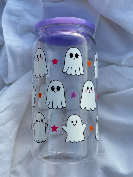 Cutie Ghost 16 Ounce Acrylic Cup with Lid and Straw