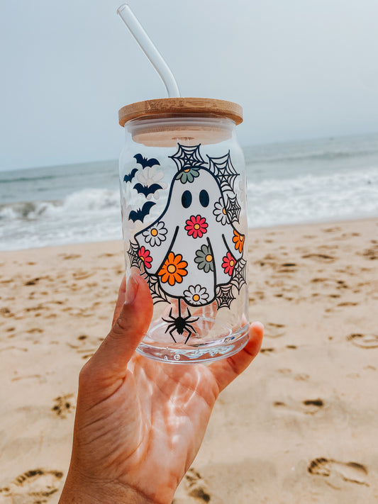 Boho Ghost 16 Ounce Glass Cup