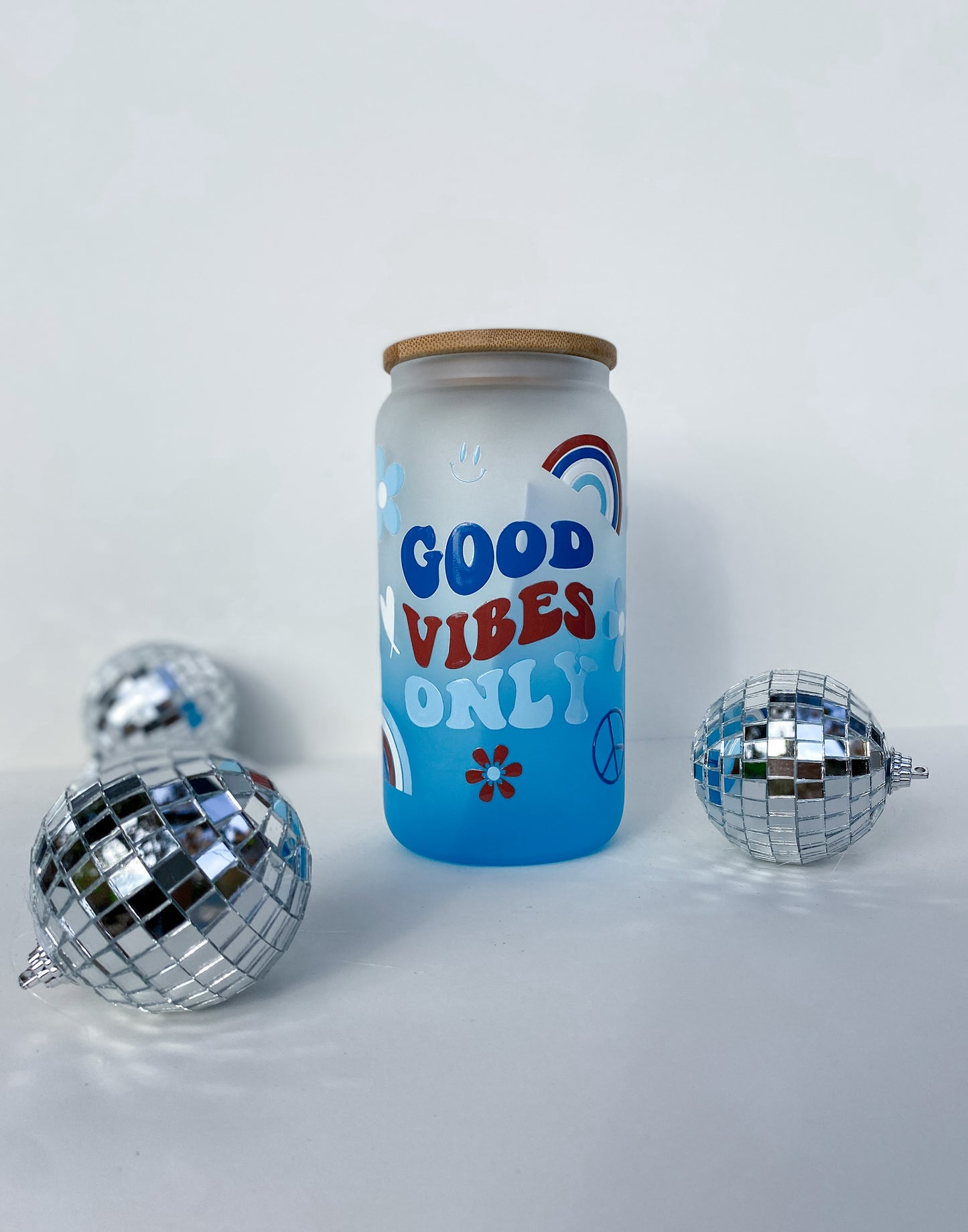 Good Vibes 16 Ounce Glass Cup