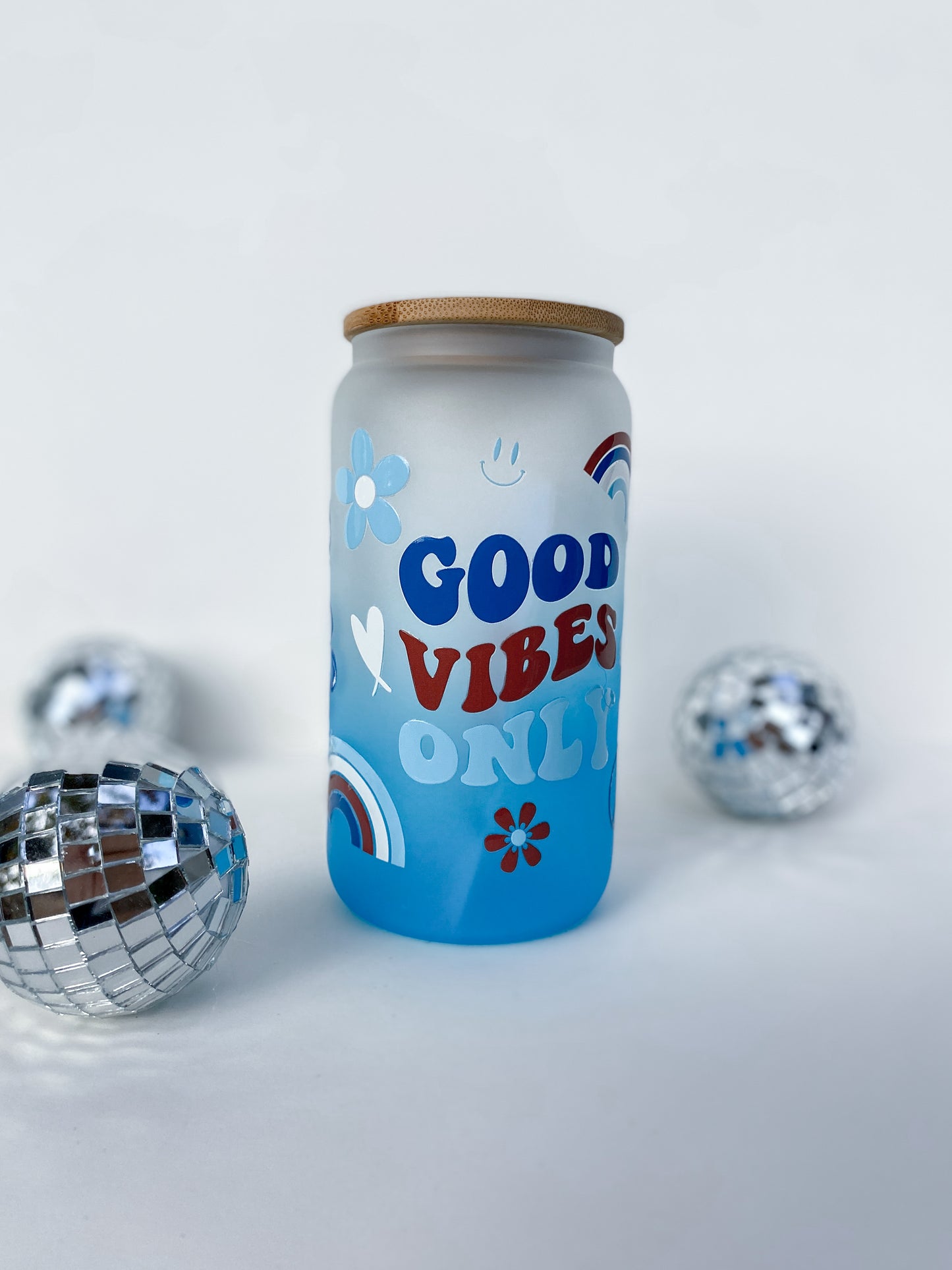 Good Vibes 16 Ounce Glass Cup