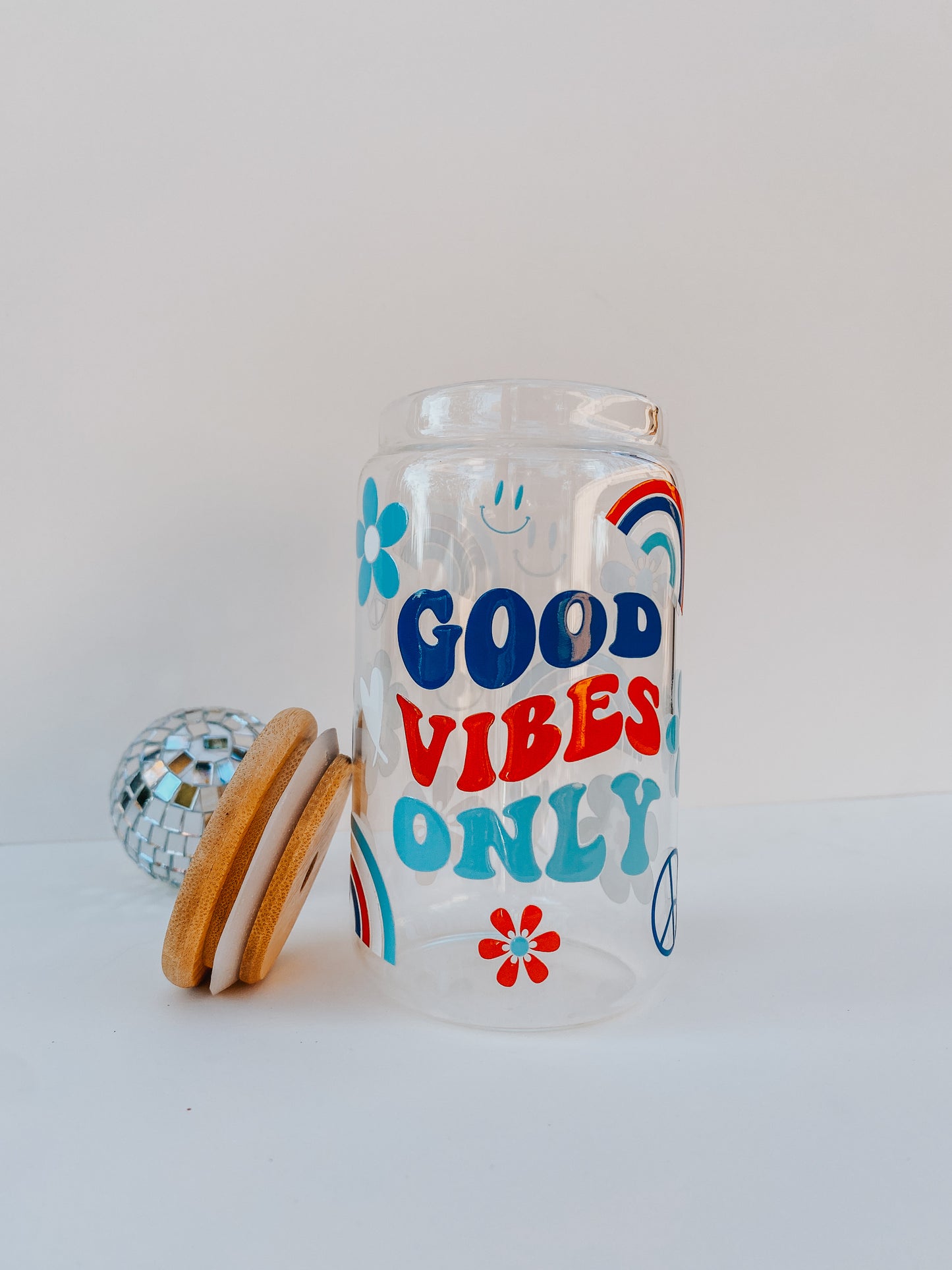 Good Vibes 16 Ounce Glass Cup