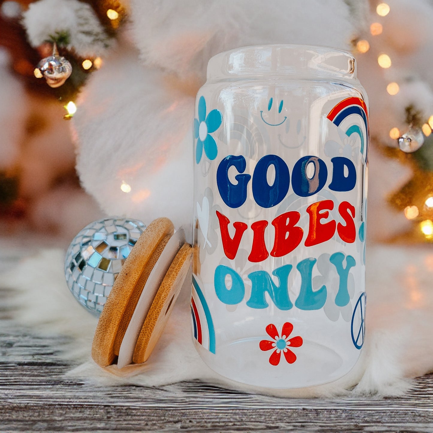 Good Vibes 16 Ounce Glass Cup