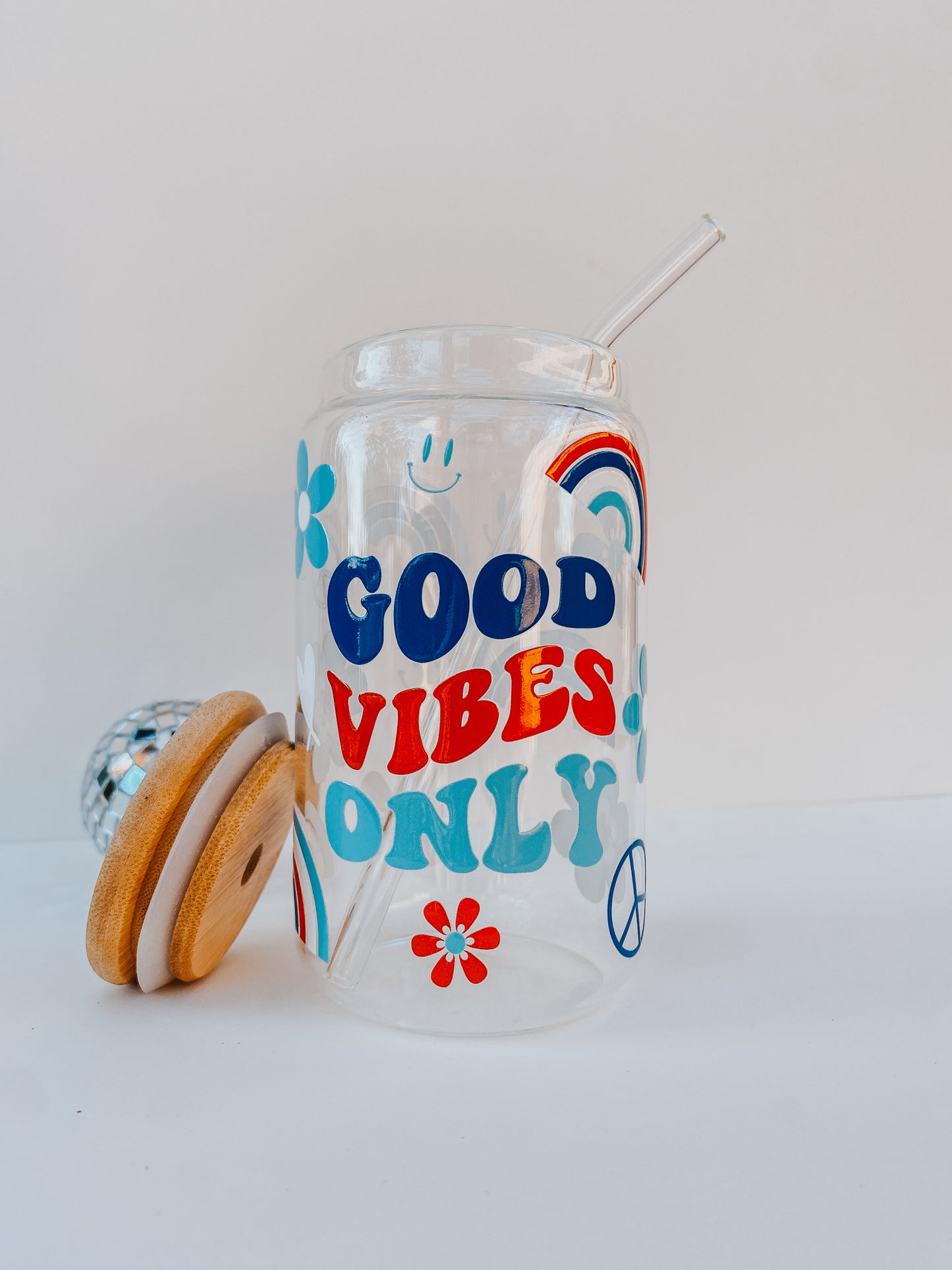 Good Vibes 16 Ounce Glass Cup