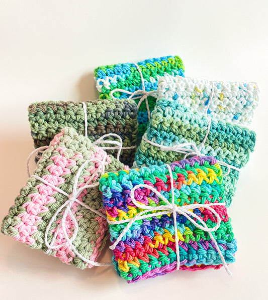 Green Ombre Washcloth Singles Mix & Match 100% Cotton Crochet Dish Cloth