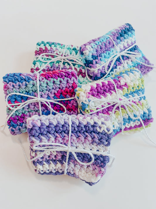 Lavender Ombre Washcloth Singles Mix & Match 100% Cotton Crochet Dish Cloth