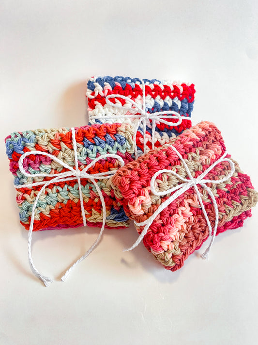 Red Ombre Washcloth Singles Mix & Match 100% Cotton Crochet Dish Cloth