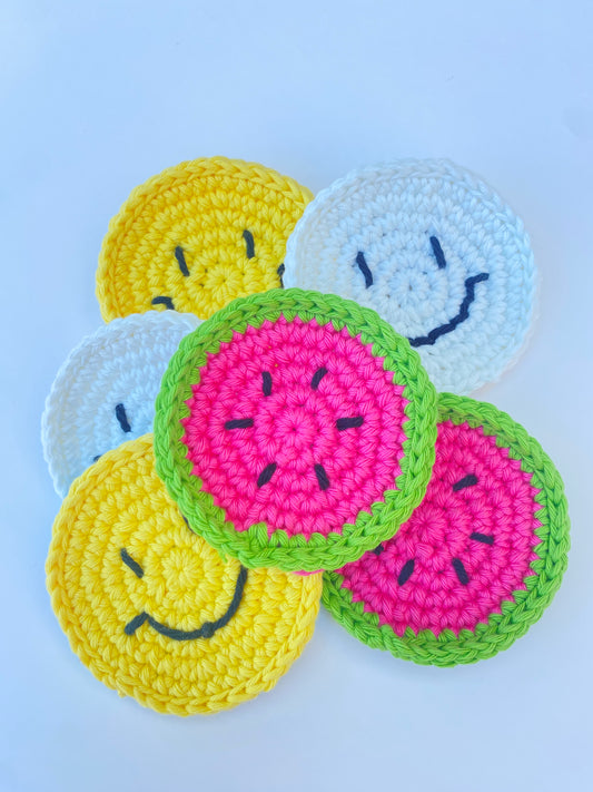 Cute Car Coasters Crochet 100% Cotton Washable Cup Holder Coasters