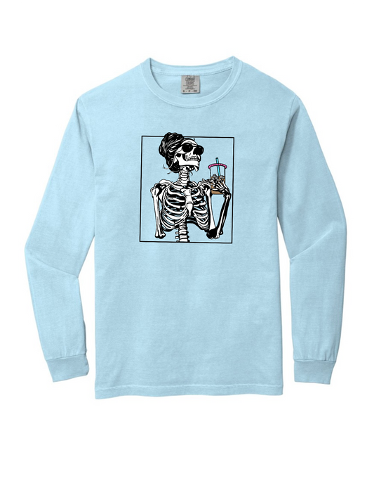 Caffeinated Skelly Long Sleeve T-Shirt