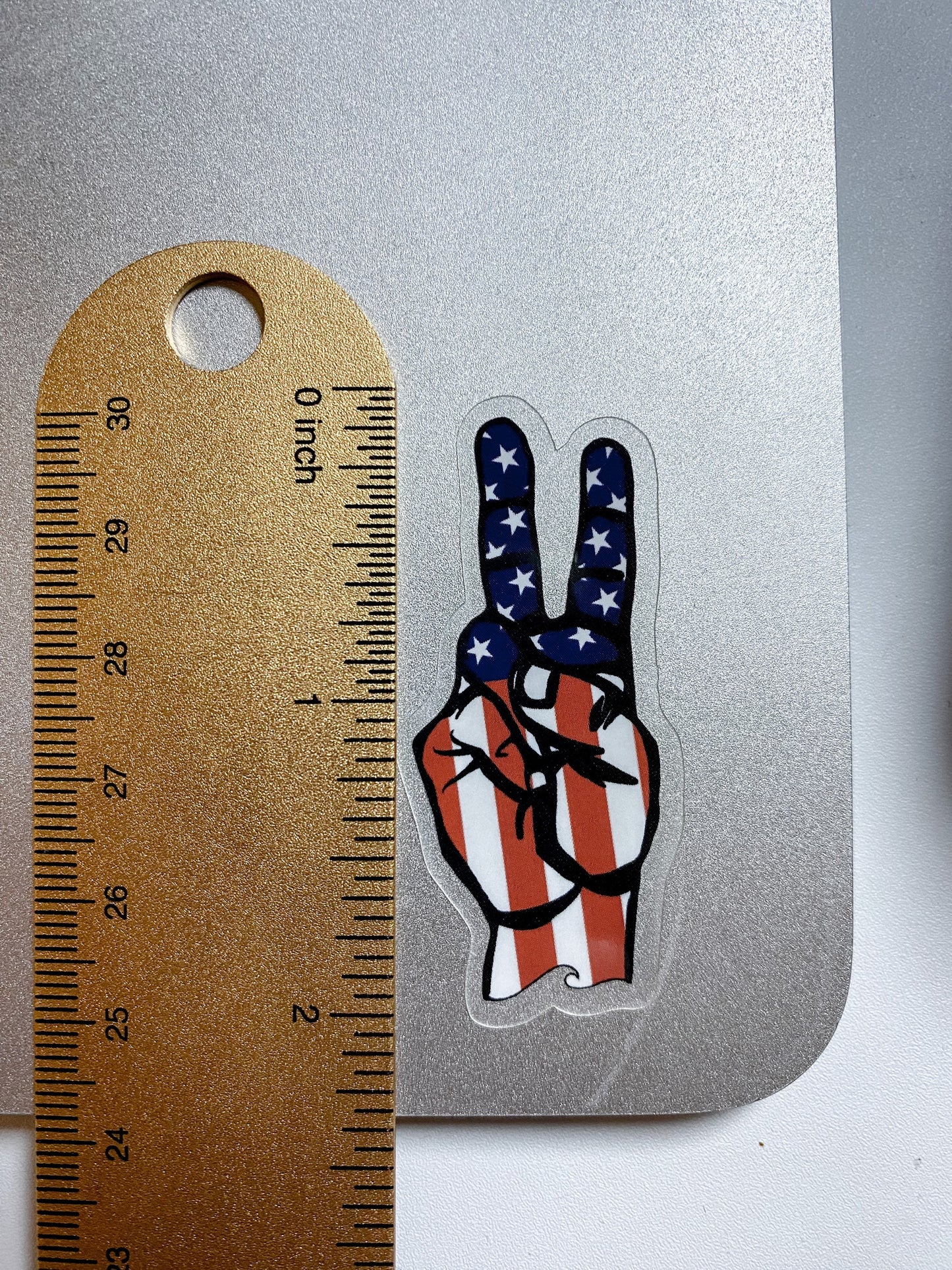 Americana Peace Hand Drawn Sticker | Wave Sticker | American Flag & Peace Sign Language | Custom Water Proof Sticker