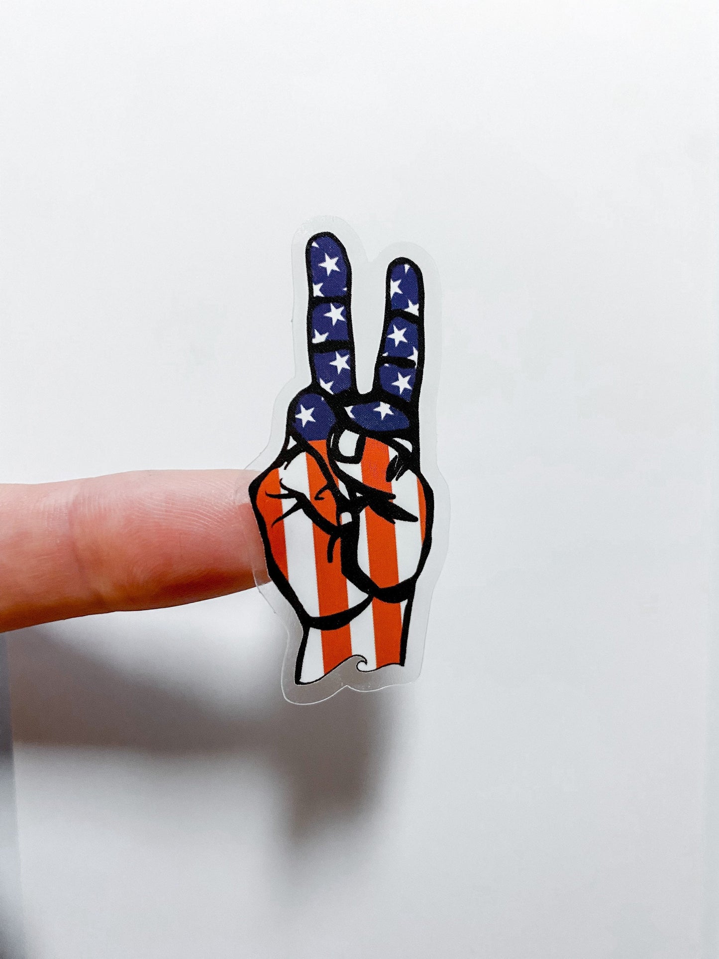 Americana Peace Hand Drawn Sticker | Wave Sticker | American Flag & Peace Sign Language | Custom Water Proof Sticker